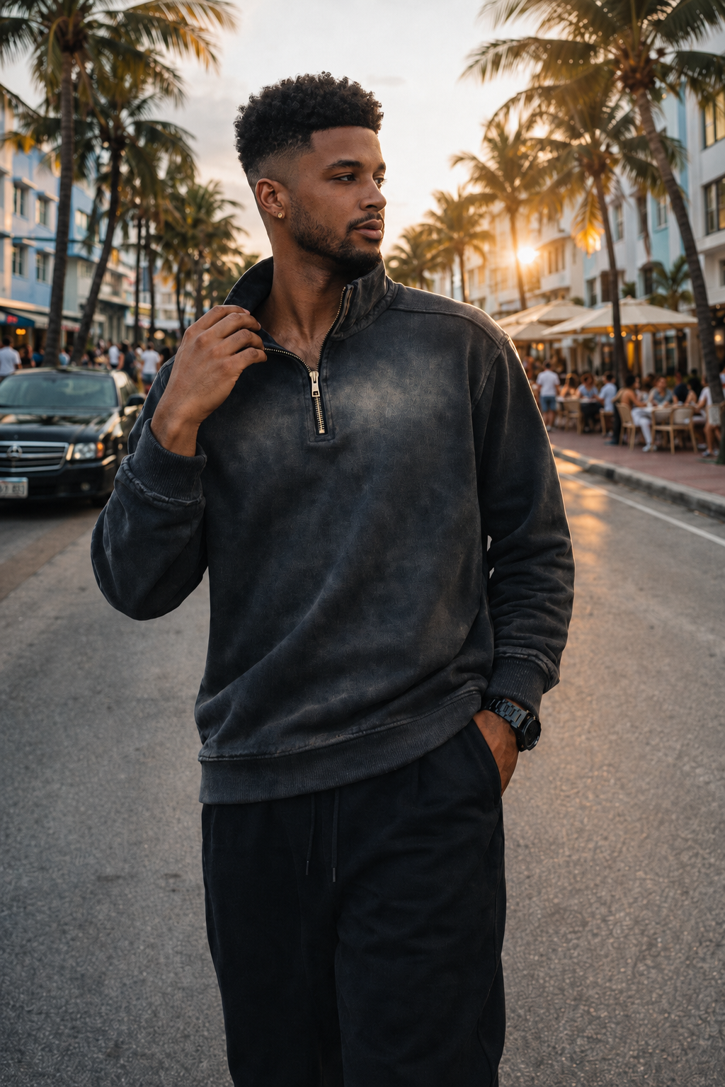 Noir-Wash Quarter-Zip