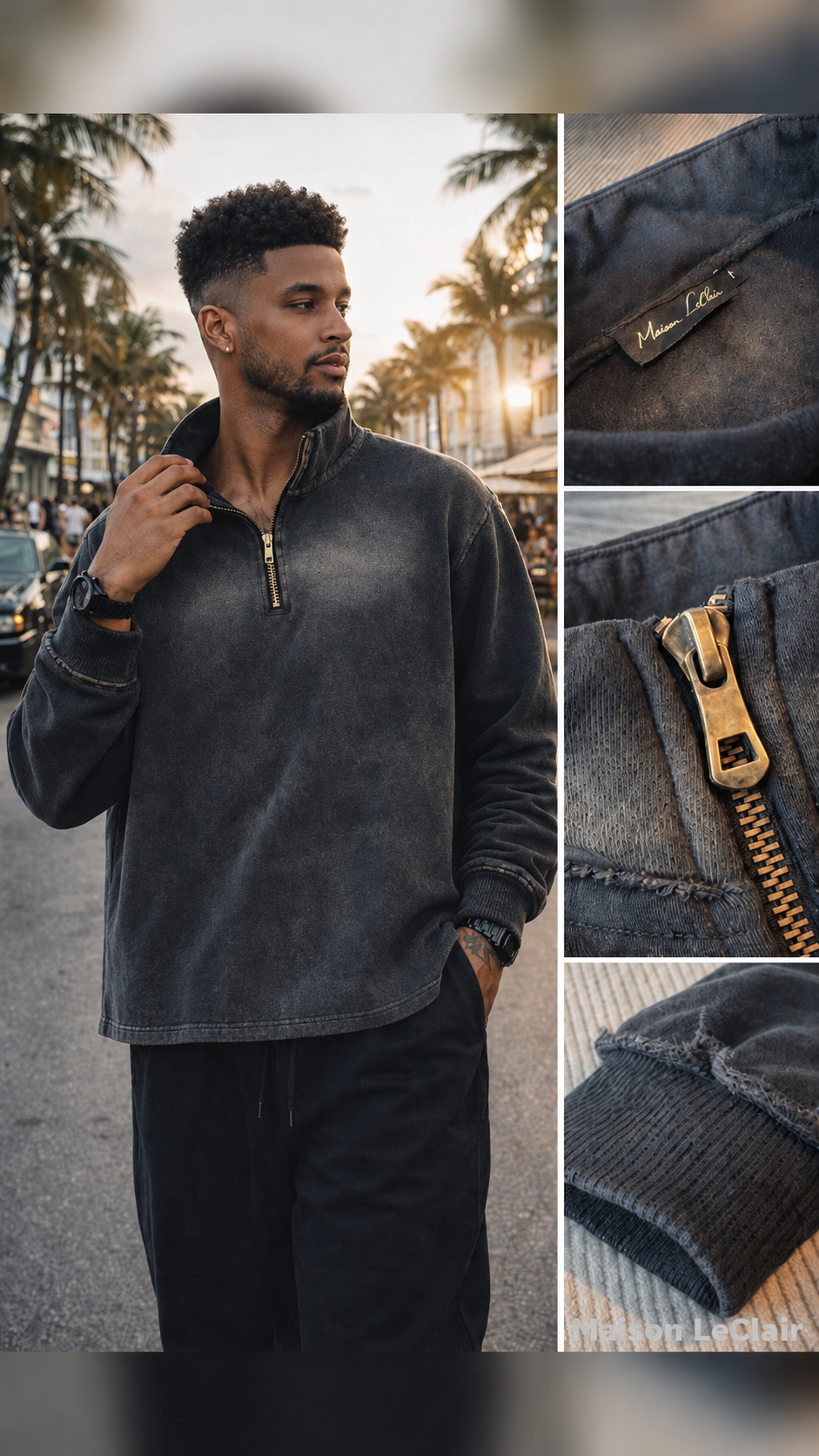 Noir-Wash Quarter-Zip