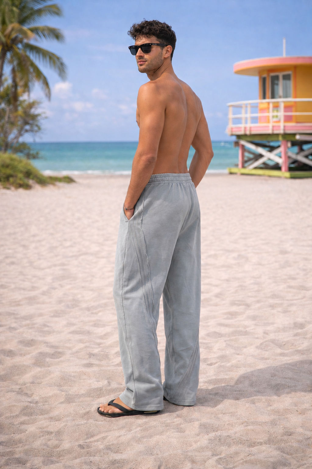 Raw-Edge Tape Sweatpants